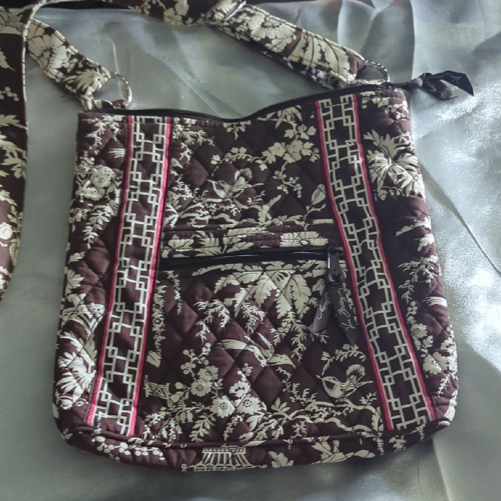 Vera Bradley Brown and White Patterned Crossbody Bag